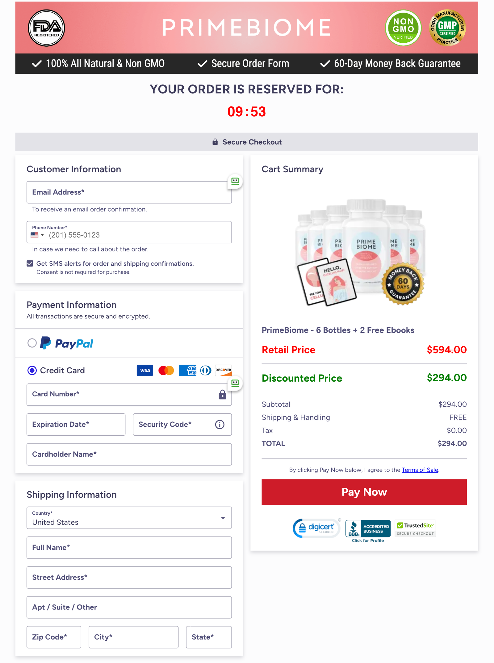 PrimeBiome Official Website Secure Order Page